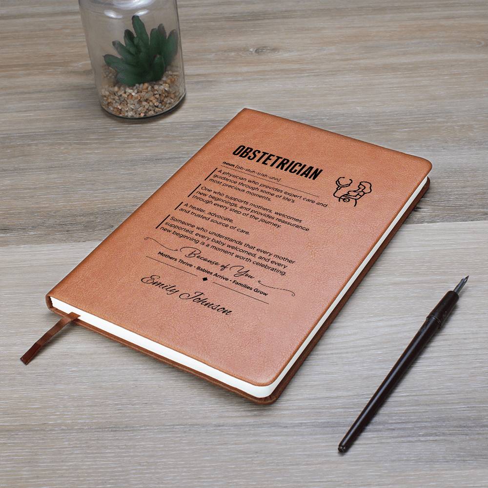 Obstetrician Gift Leather Journal, Vegan Leather Notebook, Personalized Doctor Notebook, OB GYN Gift, Keepsake for Obstetrics
