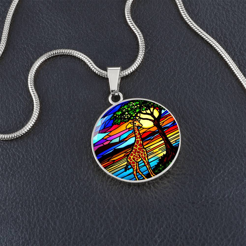 Giraffe Pendant Necklace, Stained Glass Style Jewelry, Nature Inspired Gift, Unique Giraffe Jewelry, Personalized Necklace, Gift for Her