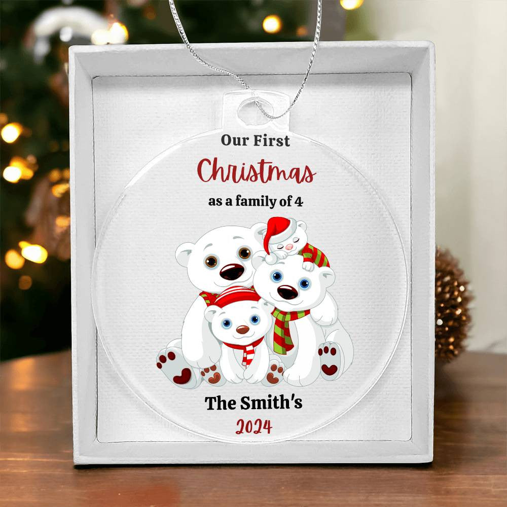 1st Christmas as a family of 4 Polar Bear Ornament-[Heartfelt Family Gift]
