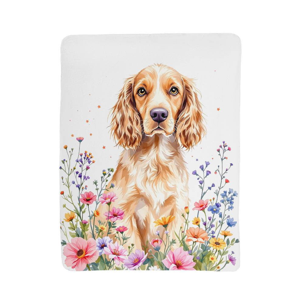 Wildflower Floral Cocker Spaniel Dog Blanket-[Heartfelt Family Gift]