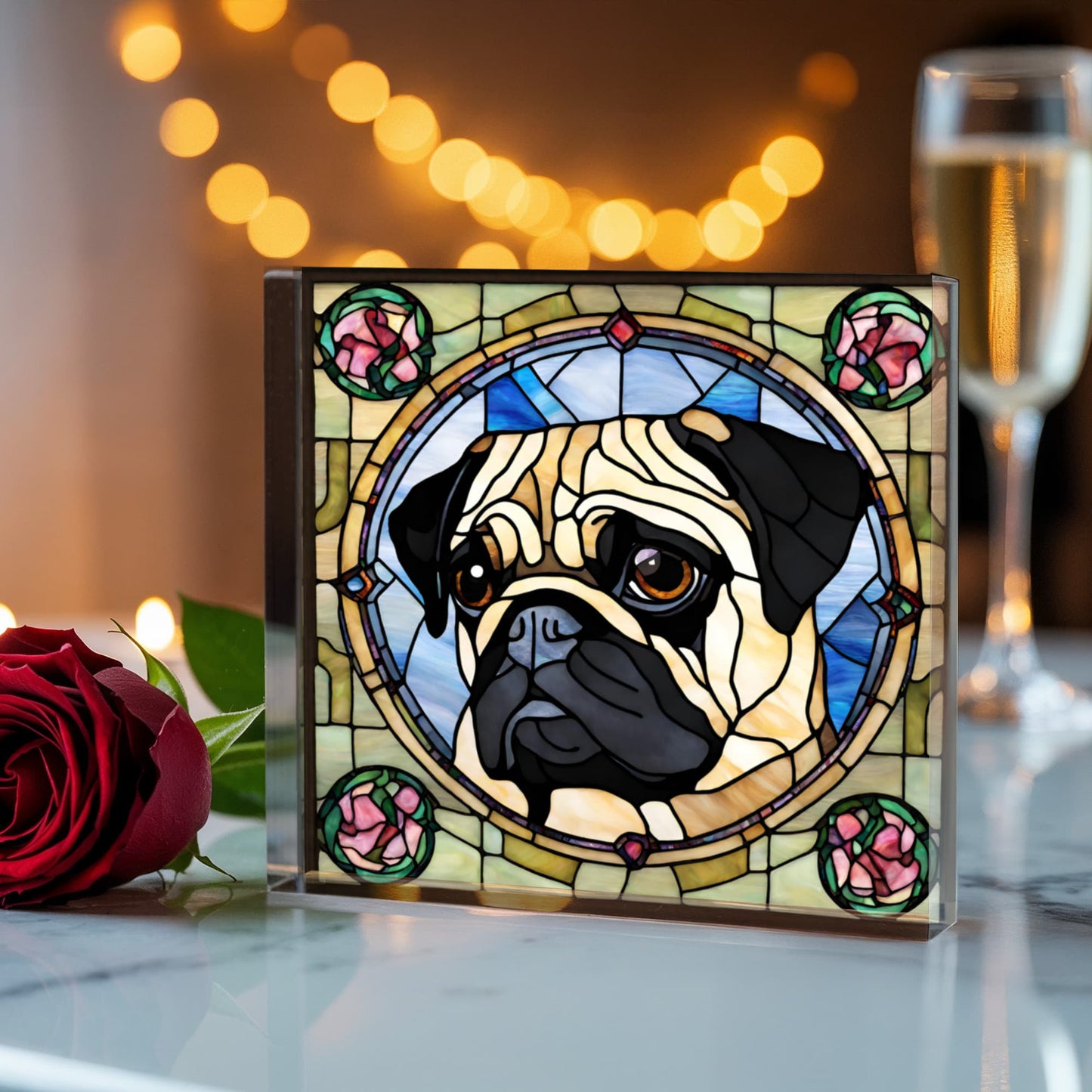 Pug Stained Glass Style Acrylic Decor
