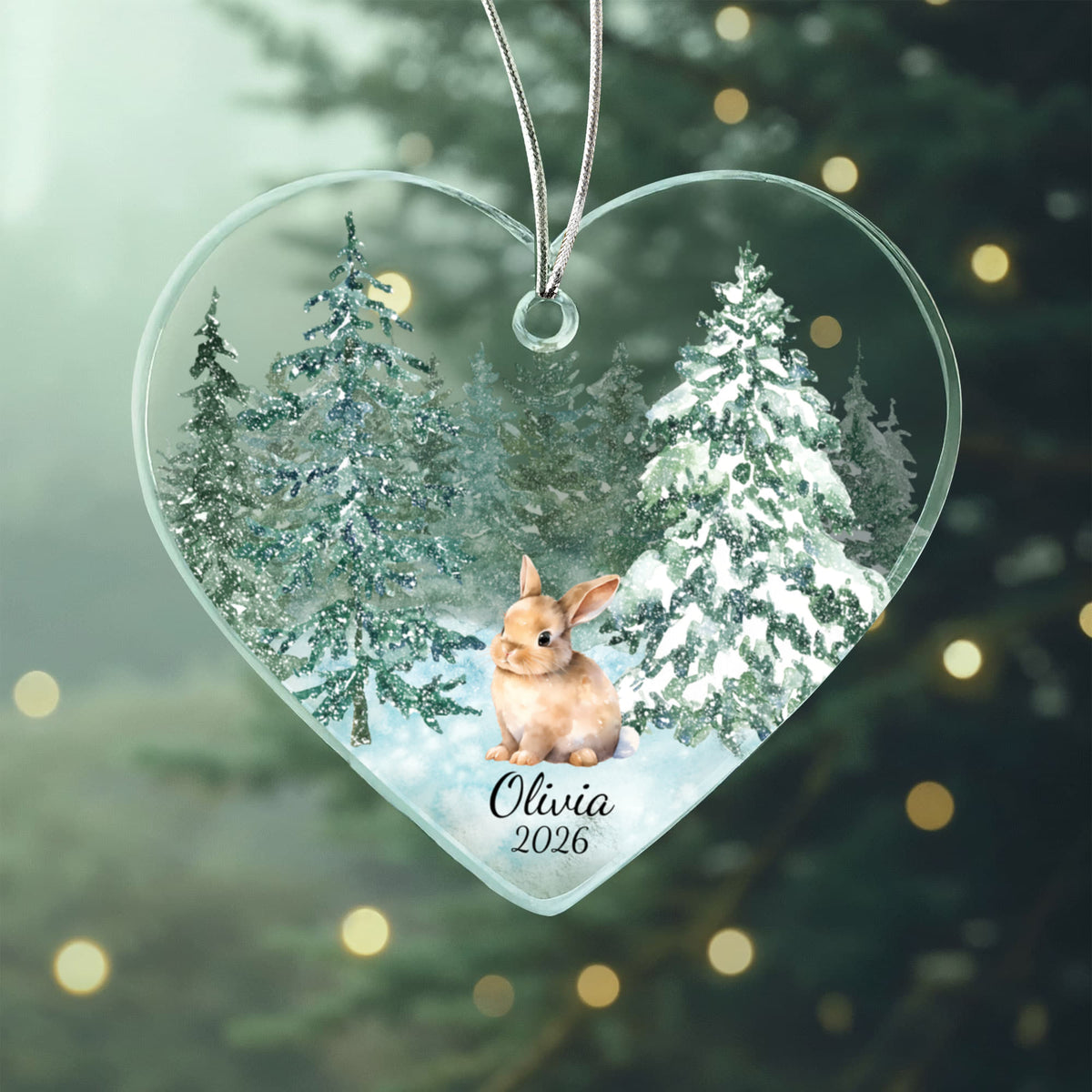 Bunny Woodland Heart Christmas Ornament for Kids