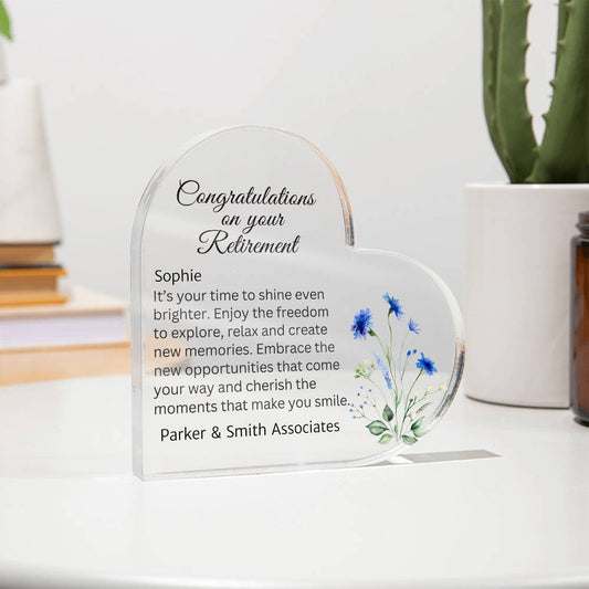 Retirement Acrylic Heart Plaque-[Heartfelt Family Gift]
