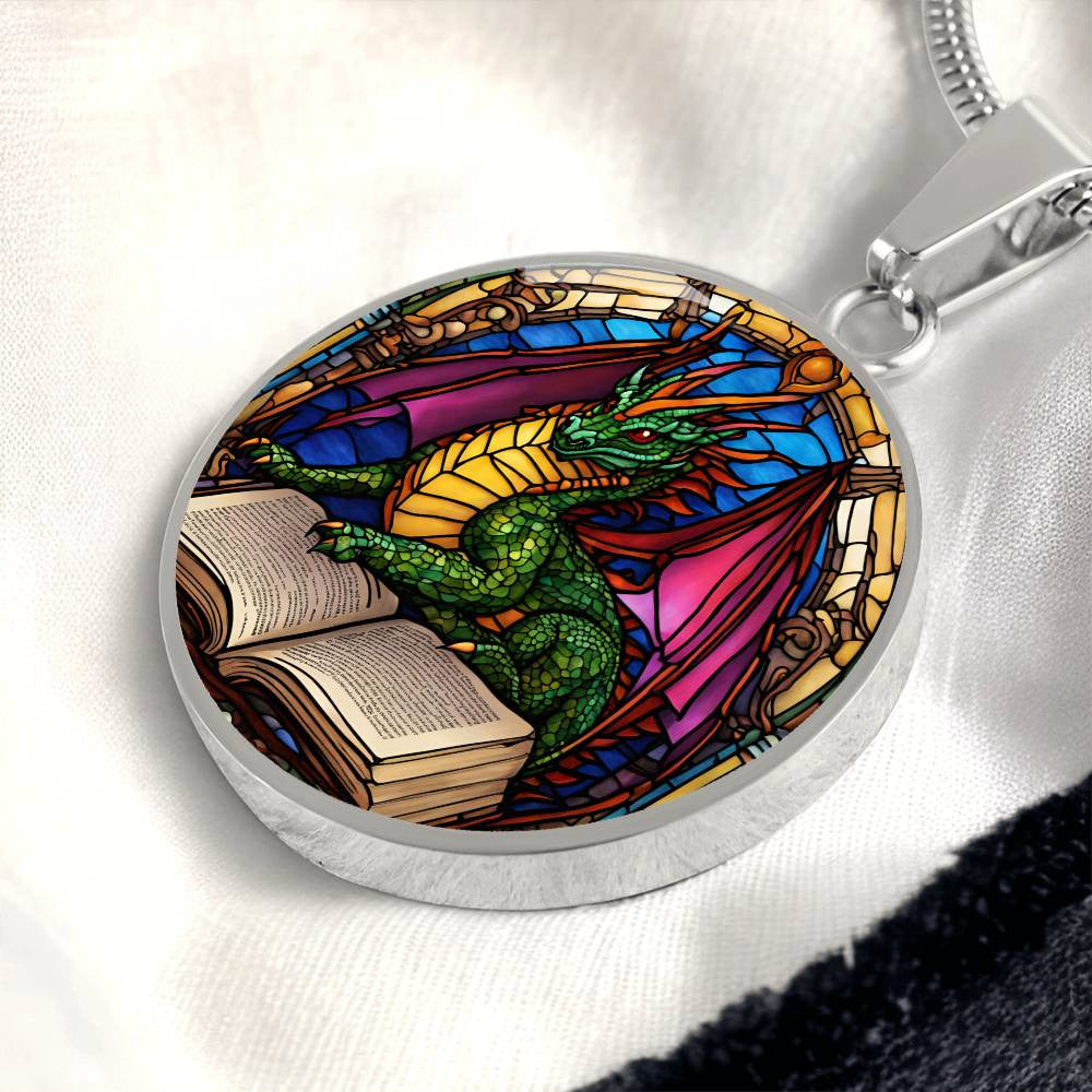 Dragon Round Pendant Necklace in Gold or silver-[Heartfelt Family Gift]