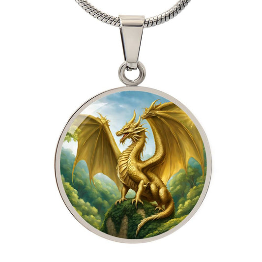 Dragon Gold Forest Engraved Necklace in Gold or Silver-[Heartfelt Family Gift]