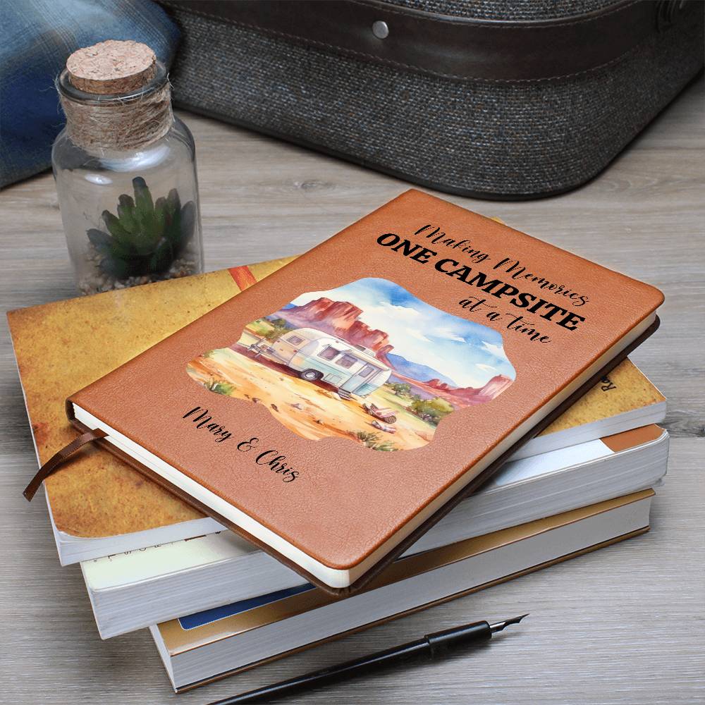 Personalized Camping Journal, Vegan Leather Journal, Custom Adventure Diary, Gift for Campers, Unique Travel Notebook, Outdoor Writing Log