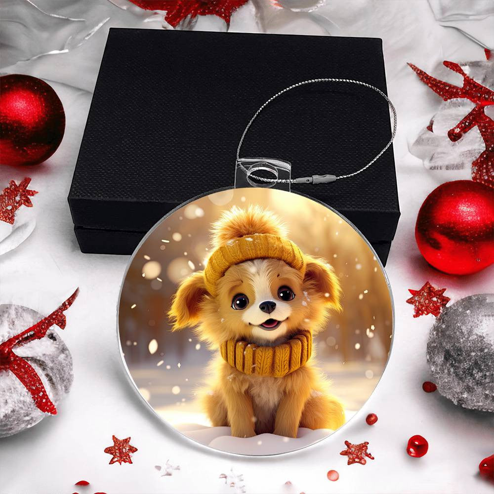 Cute Puppy Acrylic Christmas Ornament-[Heartfelt Family Gift]