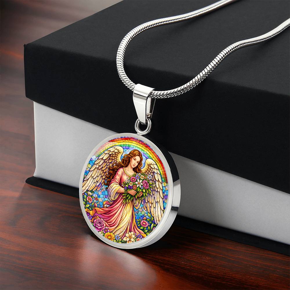 Floral Angel Personalized Engraved Necklace Bracelet or Keychain