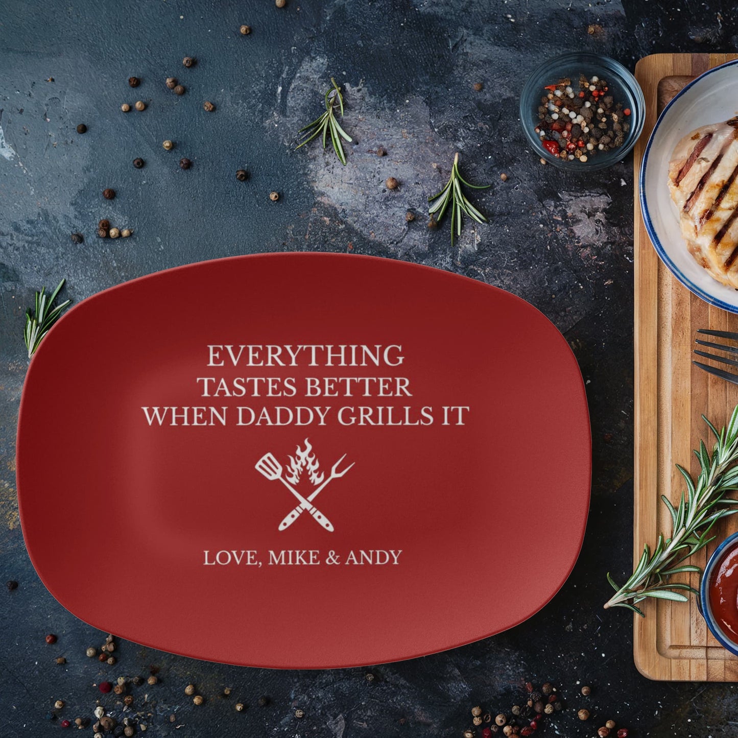 Personalized BBQ Platter, Gift for Dad, Everything Tastes Better Plate, Custom Grill Plate, Dad Grilling Gift, Father's Day Present