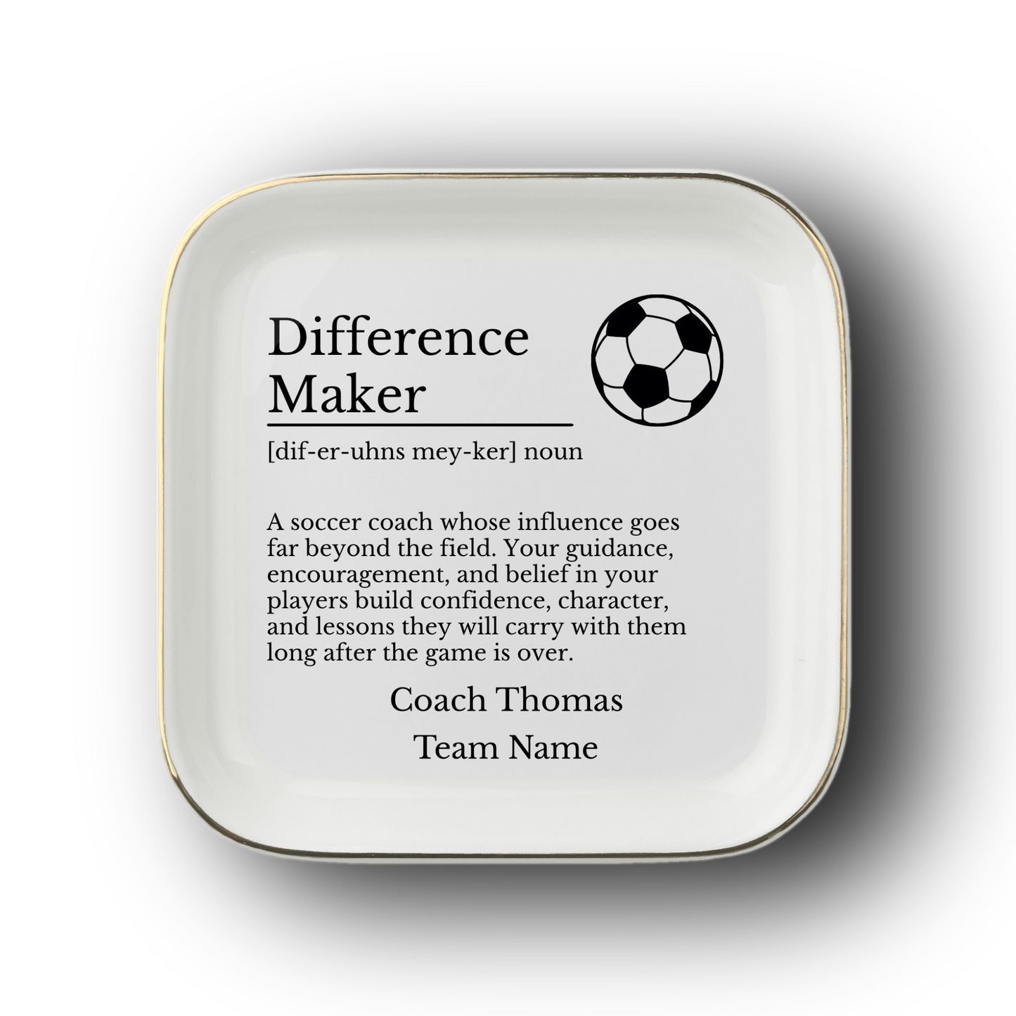 Soccer Coach Jewelry Dish Trinket Tray