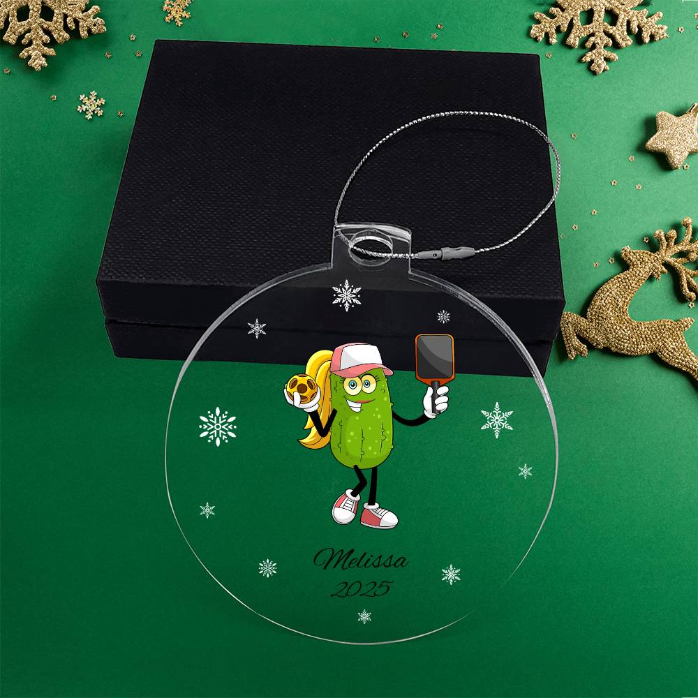 Pickleball Player Acrylic Christmas Ornament