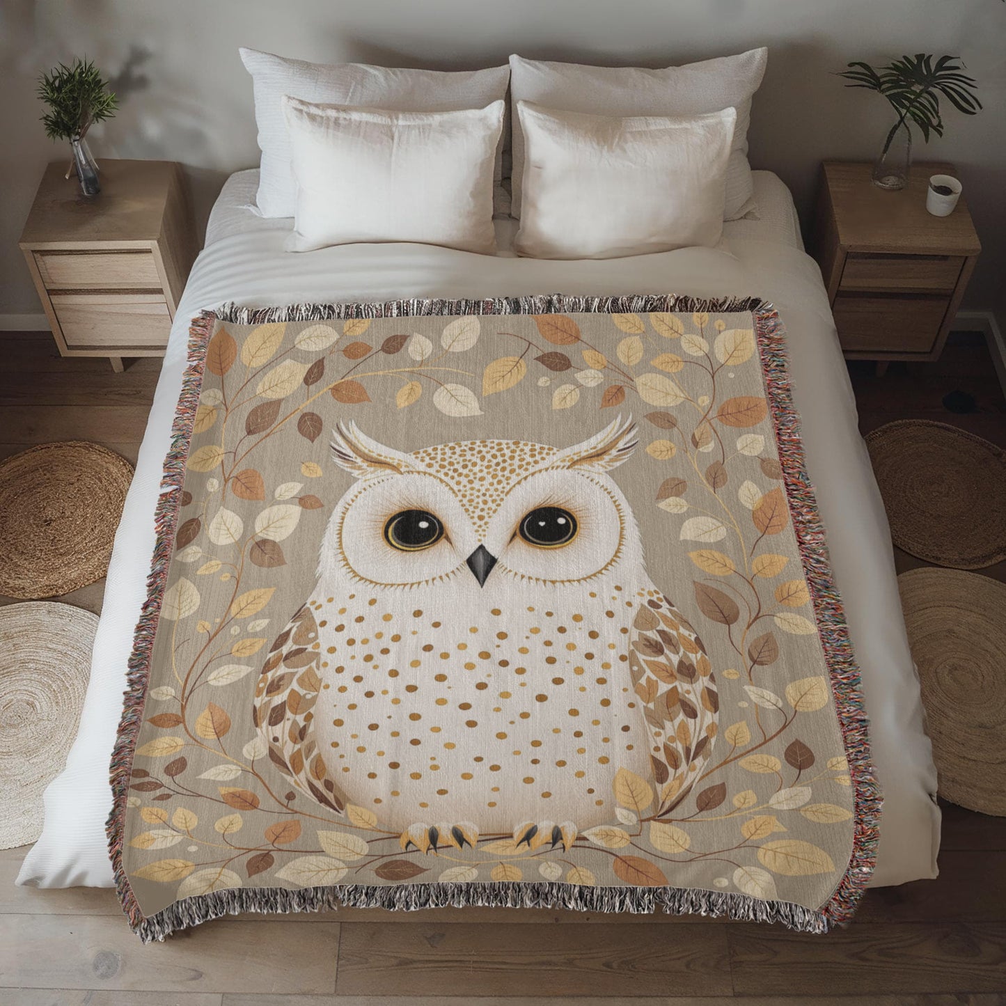 Owl Woven Cotton Throw Blanket-[Heartfelt Family Gift]