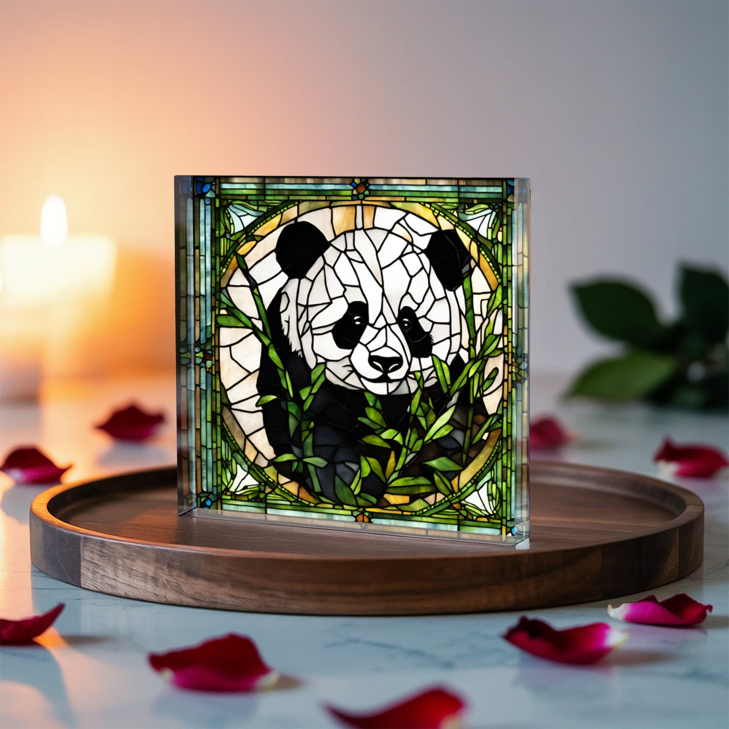 Panda Acrylic Plaque, Stained Glass Style Decor, Nature Wall Art, Animal Lover Gift, Panda Home Decor, Unique Gift for Friends
