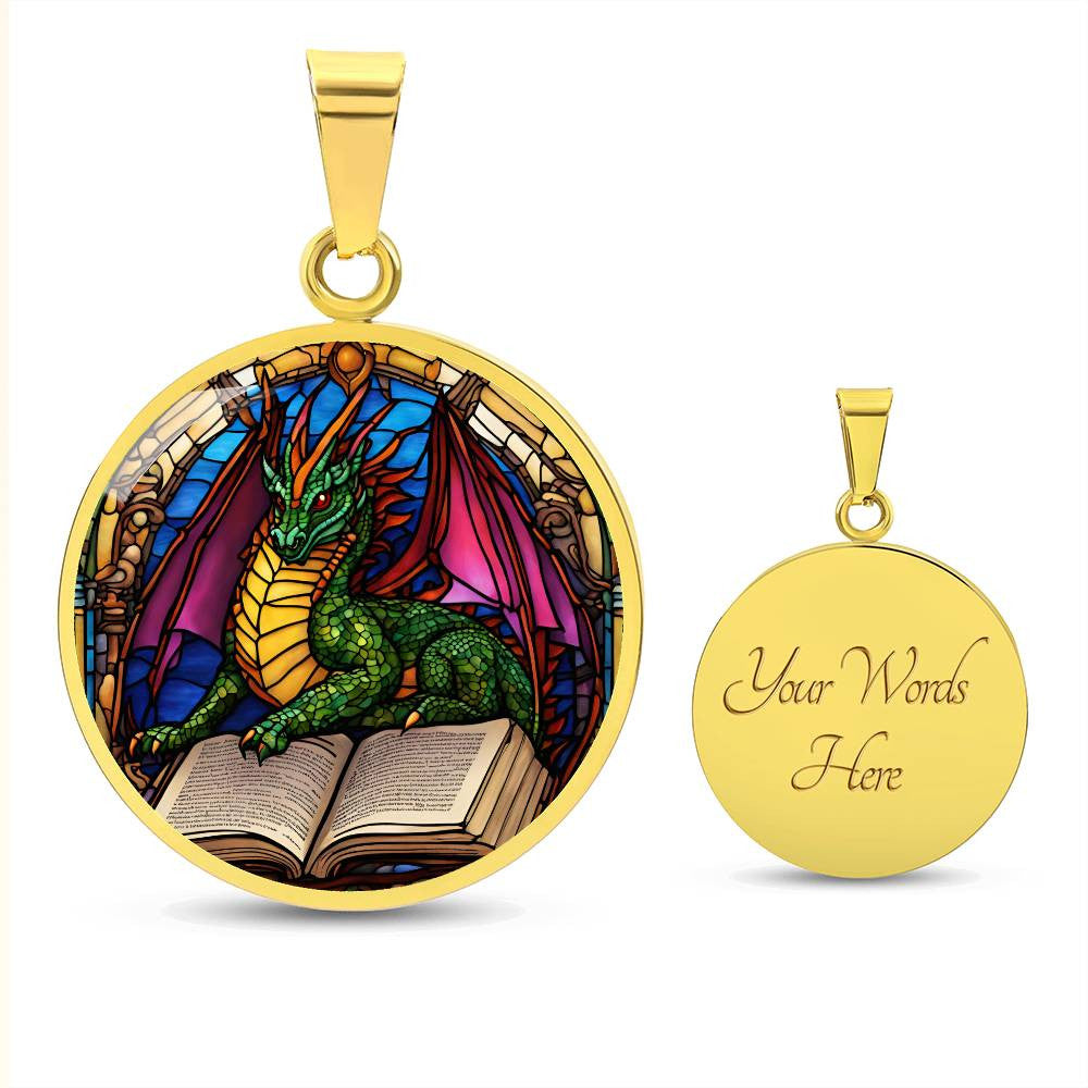 Dragon Round Pendant Necklace in Gold or silver-[Heartfelt Family Gift]