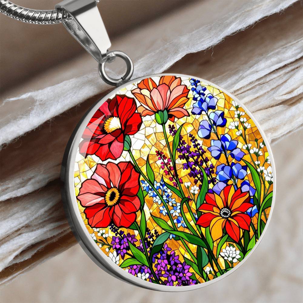 Poppies Floral Pendant Necklace