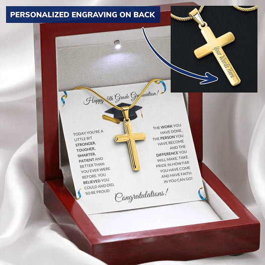 5th Grade Graduation Personalized Cross Necklace