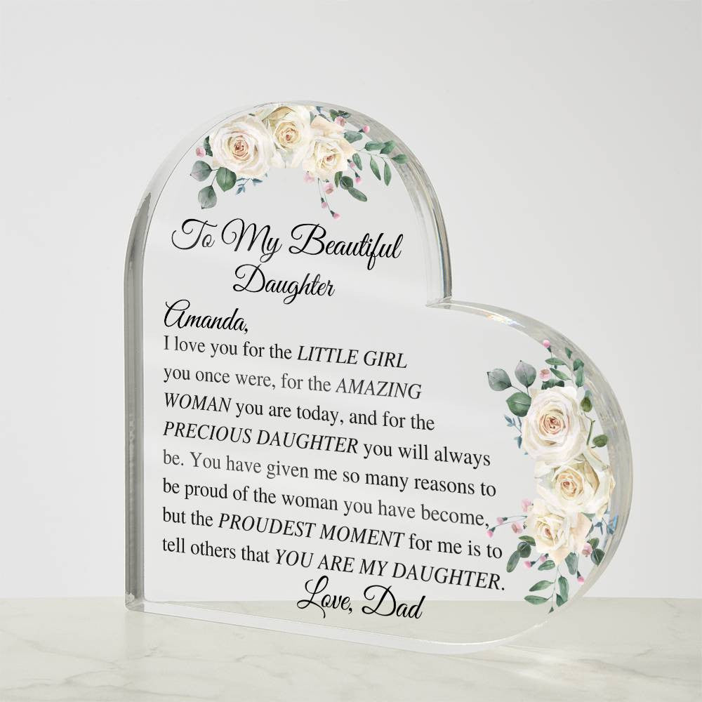 Daughter Acrylic Heart Plaque-[Heartfelt Family Gift]