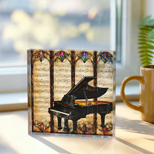 Piano Stained Glass Style Acrylic Decor for Music Lover