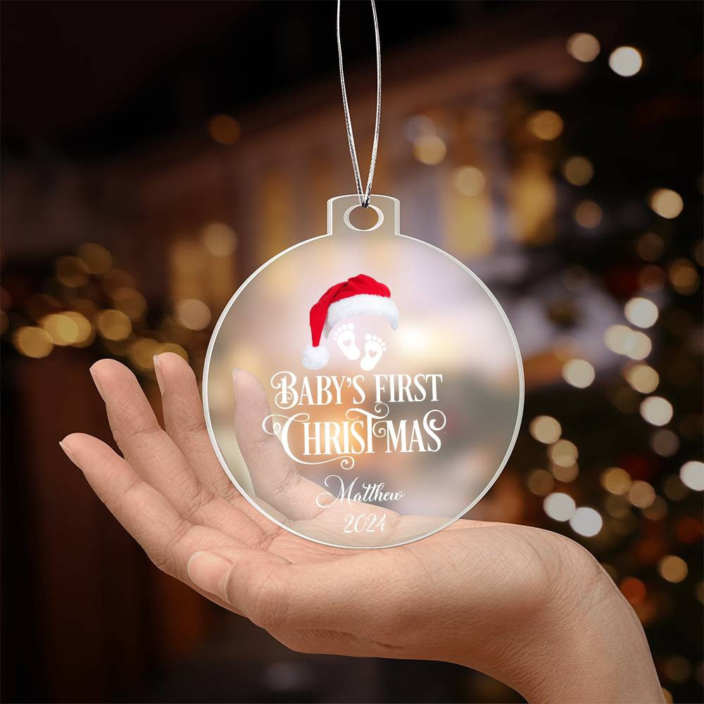 Baby 1st Christmas Santa Hat Acrylic Ornament-[Heartfelt Family Gift]