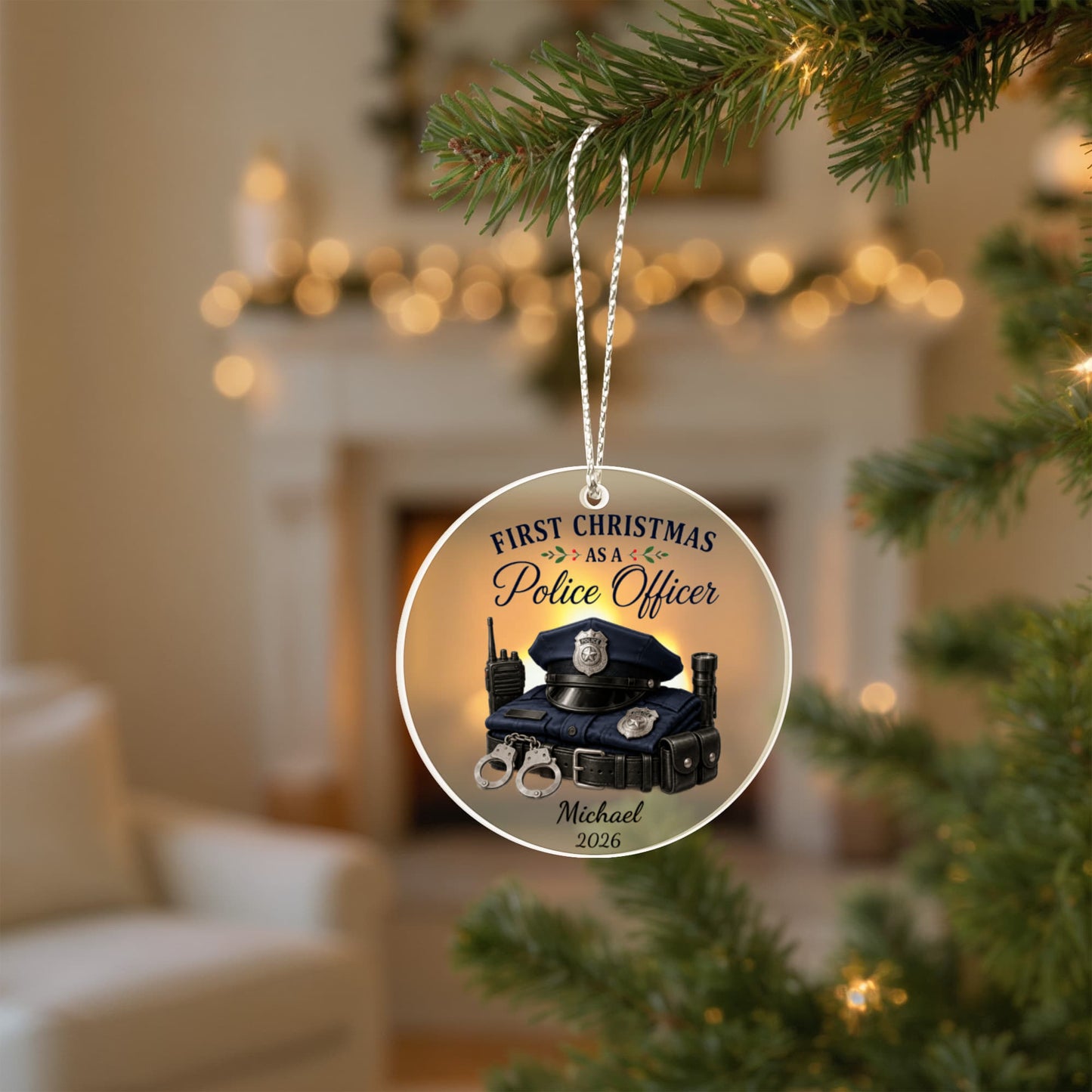 1st Christmas Police Ornament, Police Officer Gift, Personalized Acrylic Ornament, Law Enforcement Keepsake, Holiday Tree Decoration