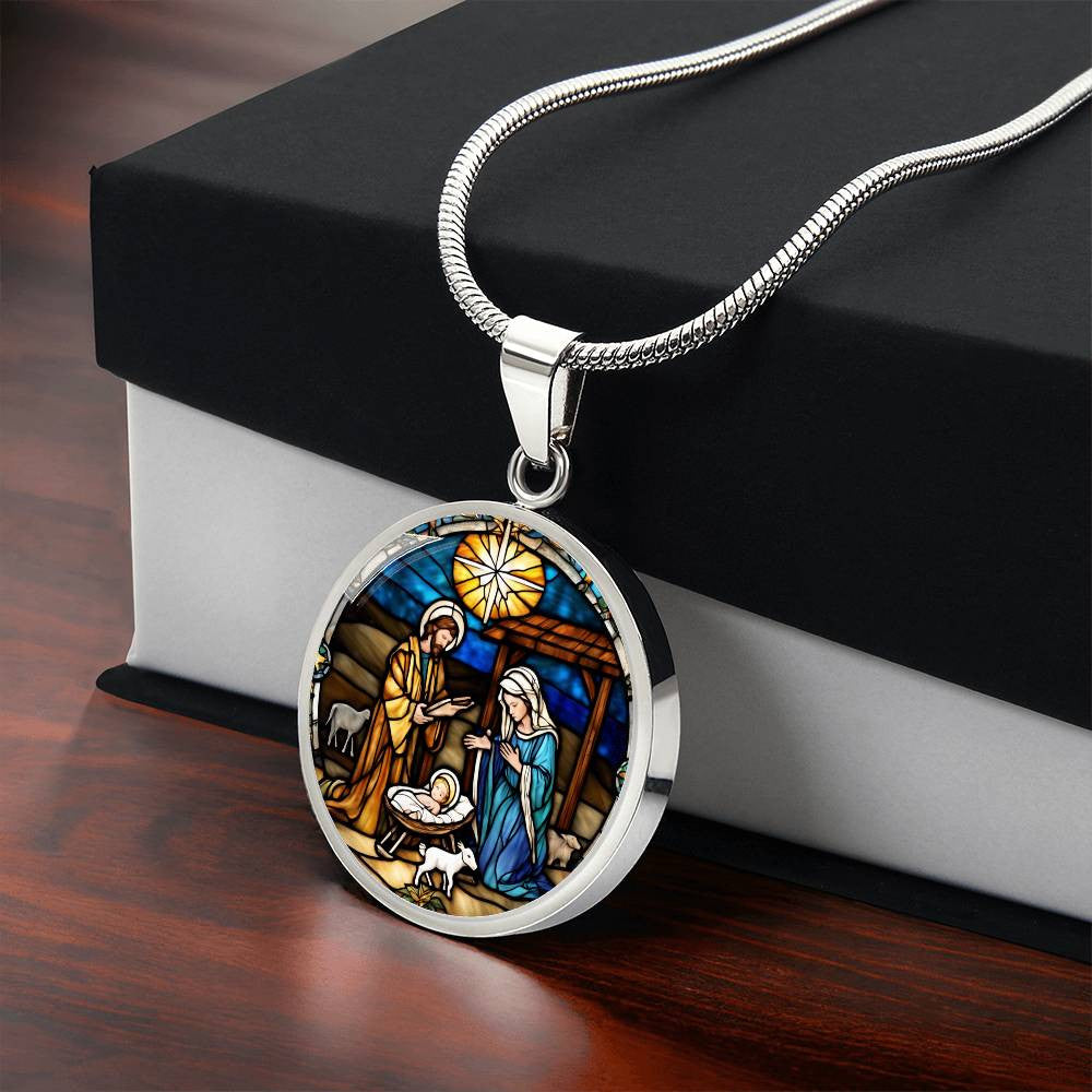 Baby Jesus Mary and Joseph Necklace
