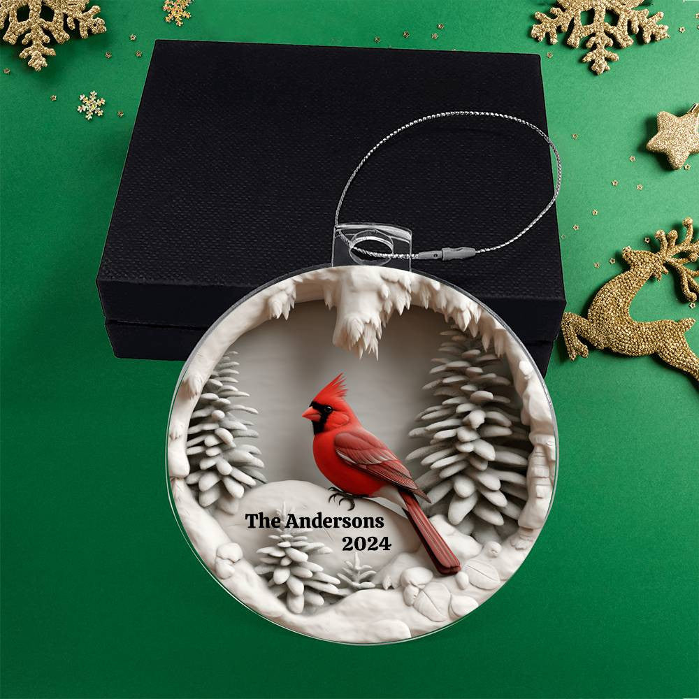Cardinal Family Name Date Custom Christmas Ornament-[Heartfelt Family Gift]