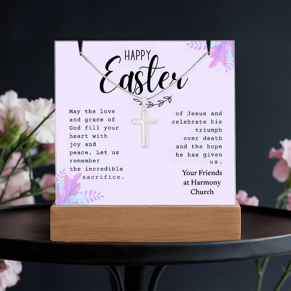 Easter Gift - Cross Necklace & Easter Sign Gift Bundle
