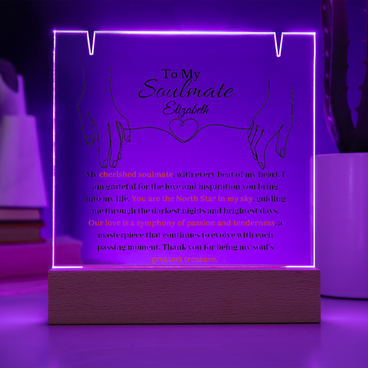 Soulmate  LED Acrylic Heart Necklace & Plaque Gift Set-[Heartfelt Family Gift]