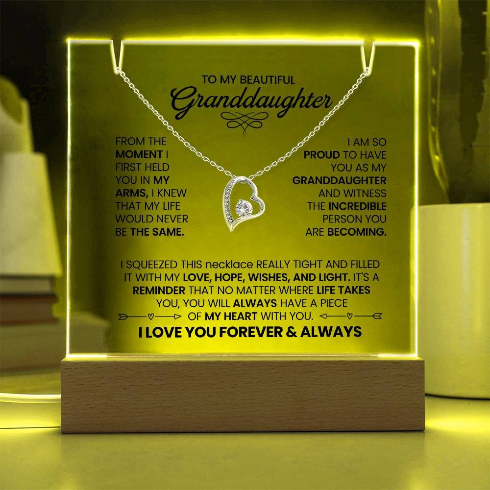 Granddaughter Lighted Jewelry Holder with Necklace Gift Set-[Heartfelt Family Gift]