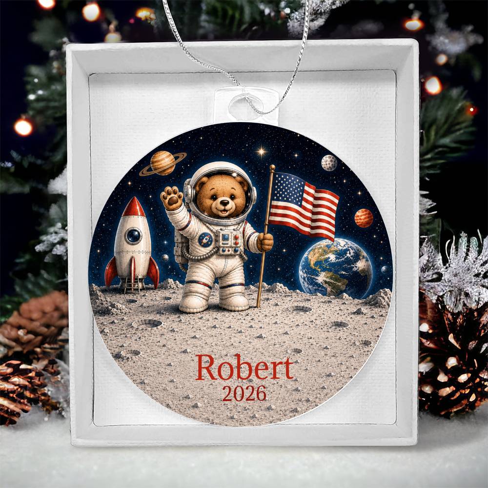 Kids Bear Astronaut Christmas Ornament