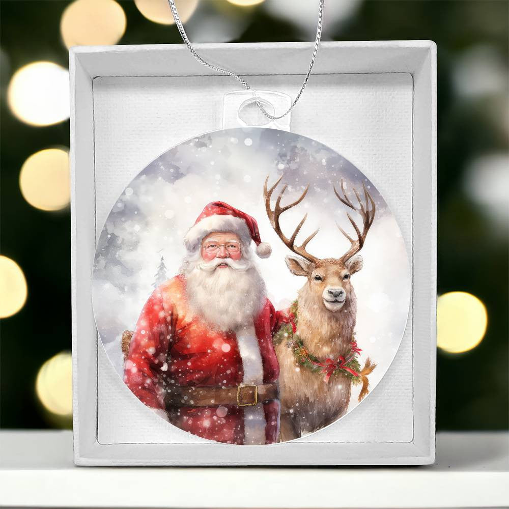 Santa Reindeer Acrylic Christmas Ornament-[Heartfelt Family Gift]