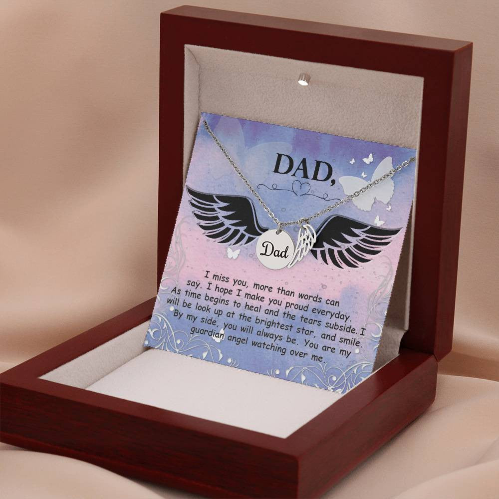 Dad Memorial Necklace Angel Wing Charm-[Heartfelt Family Gift]
