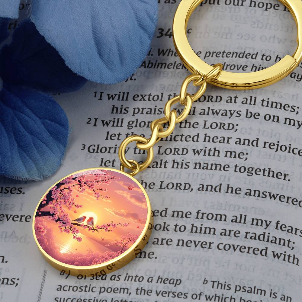 Love Birds Cherry Blossom Tree Pendant Necklace