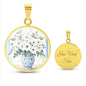 Engraved Floral Pendant Necklace Delft Blue Vase-[Heartfelt Family Gift]