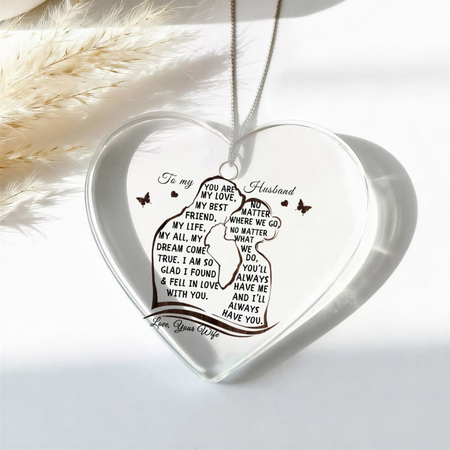 To My Husband Acrylic Heart Ornament