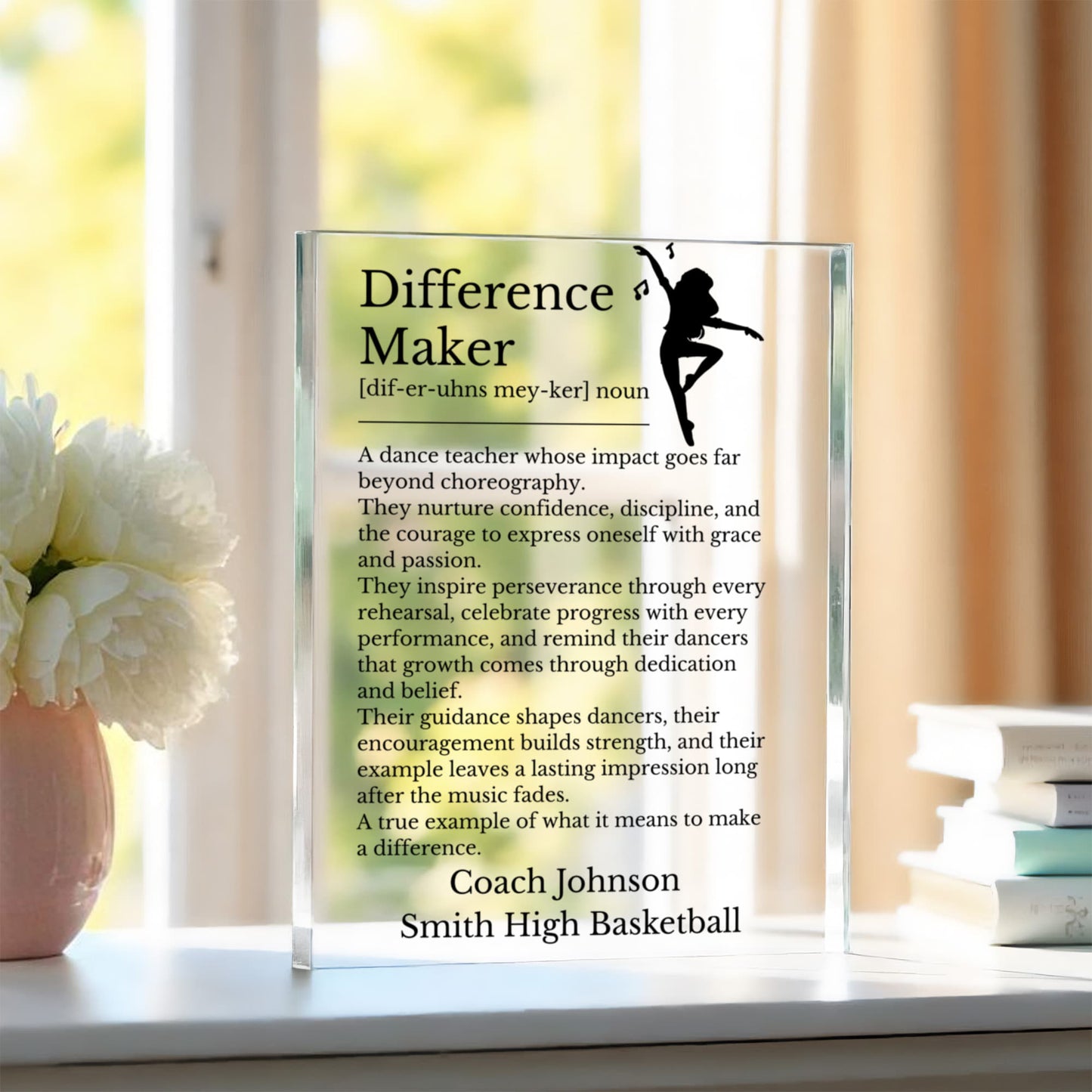 Tap Dance Teacher Gift, Difference Maker Plaque, Inspirational Coach Present, Teacher Appreciation Acrylic Block, Dance Competition Award