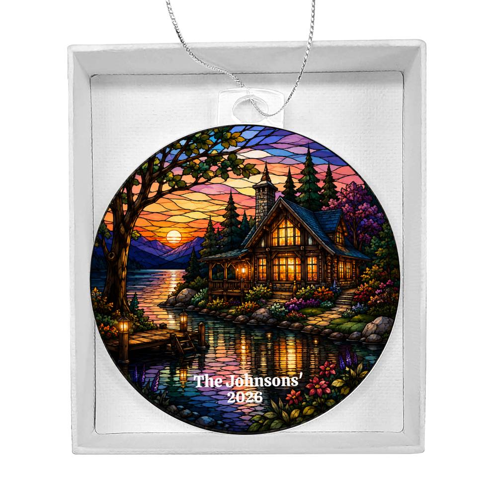 Personalized Lake House Christmas Ornament