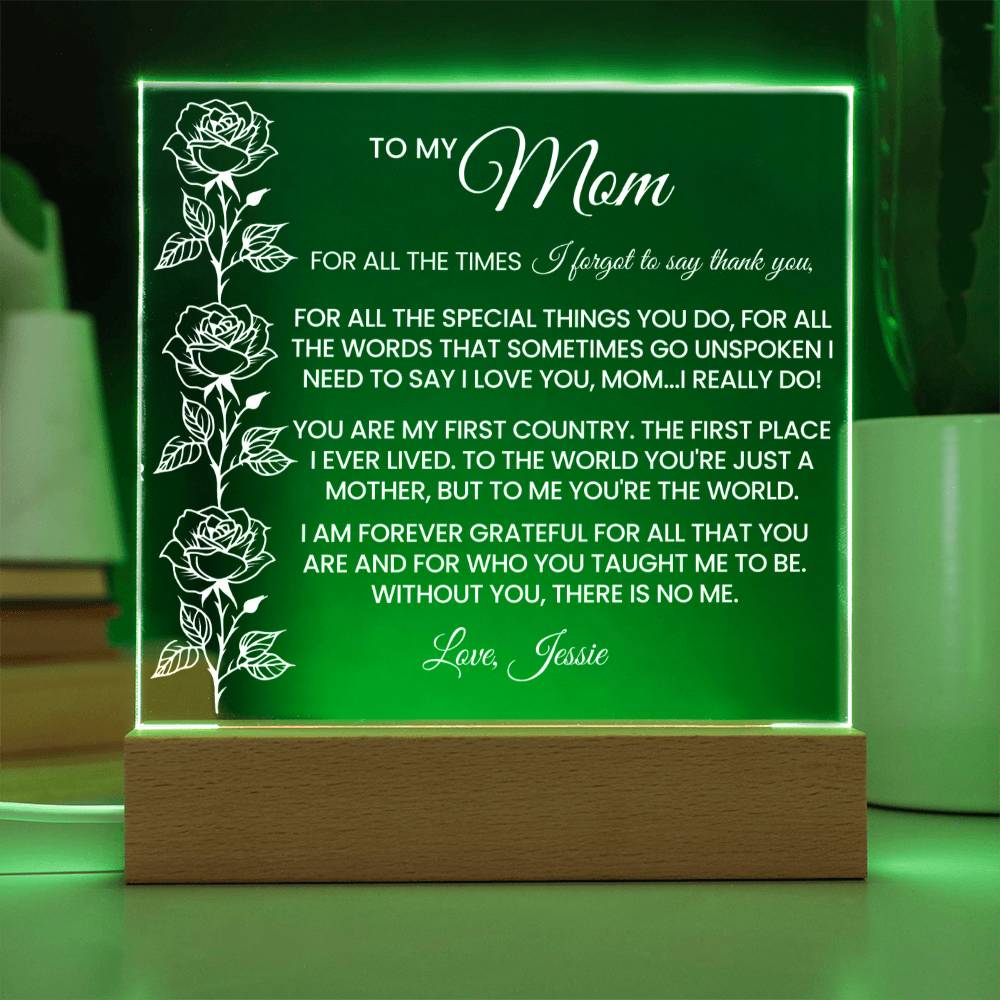 Mom Rose Plaque Gift