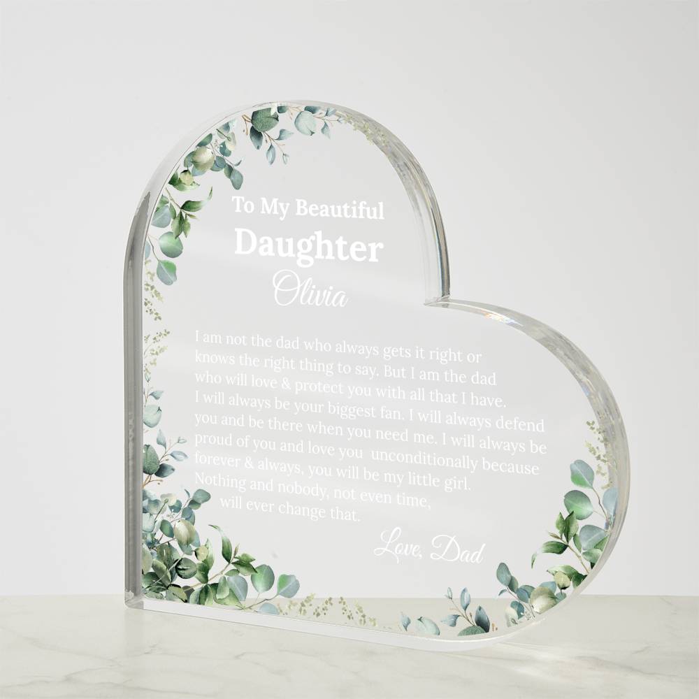 Personalized Daughter Heart Plaque, Father to Daughter Gift,