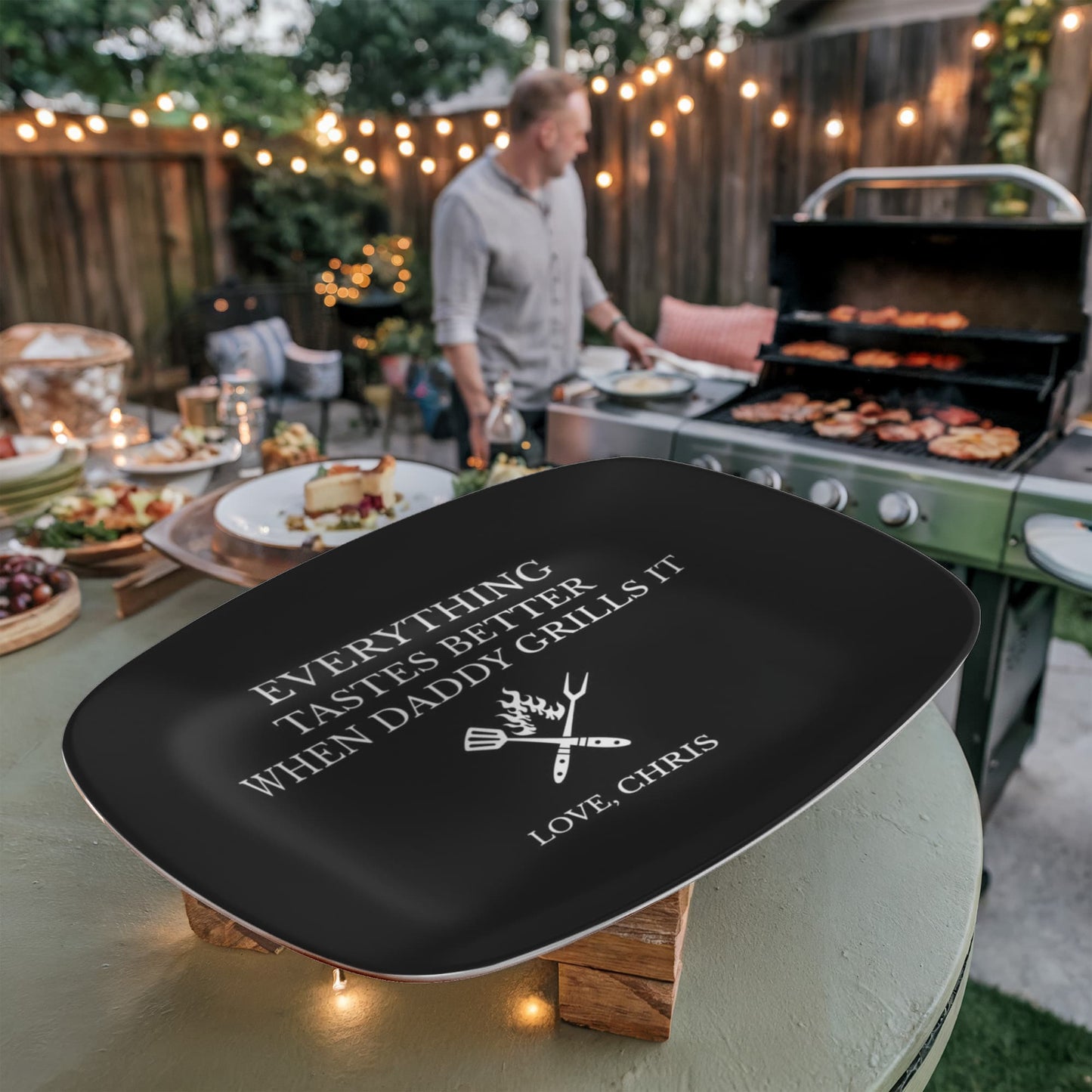 Personalized BBQ Platter, Gift for Dad, Everything Tastes Better Plate, Custom Grill Plate, Dad Grilling Gift, Father's Day Present