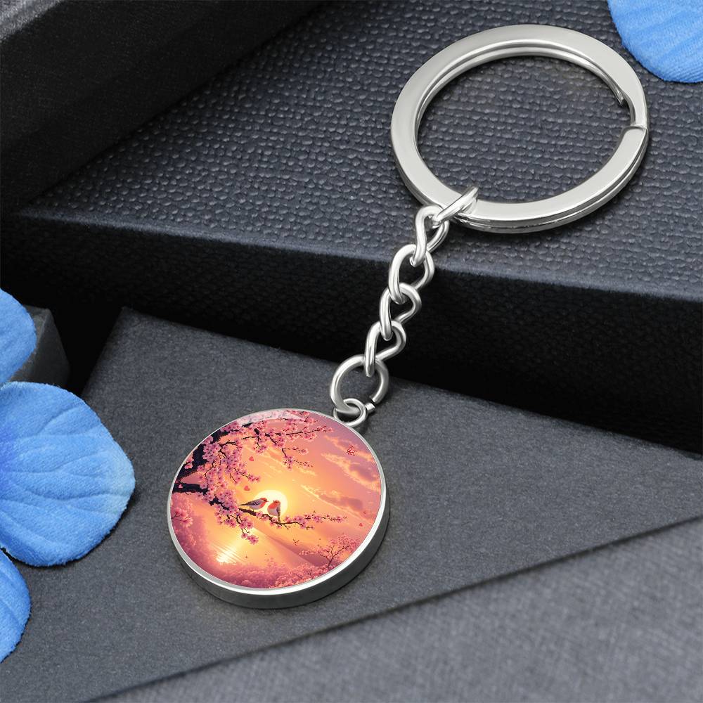 Love Birds Cherry Blossom Tree Pendant Necklace