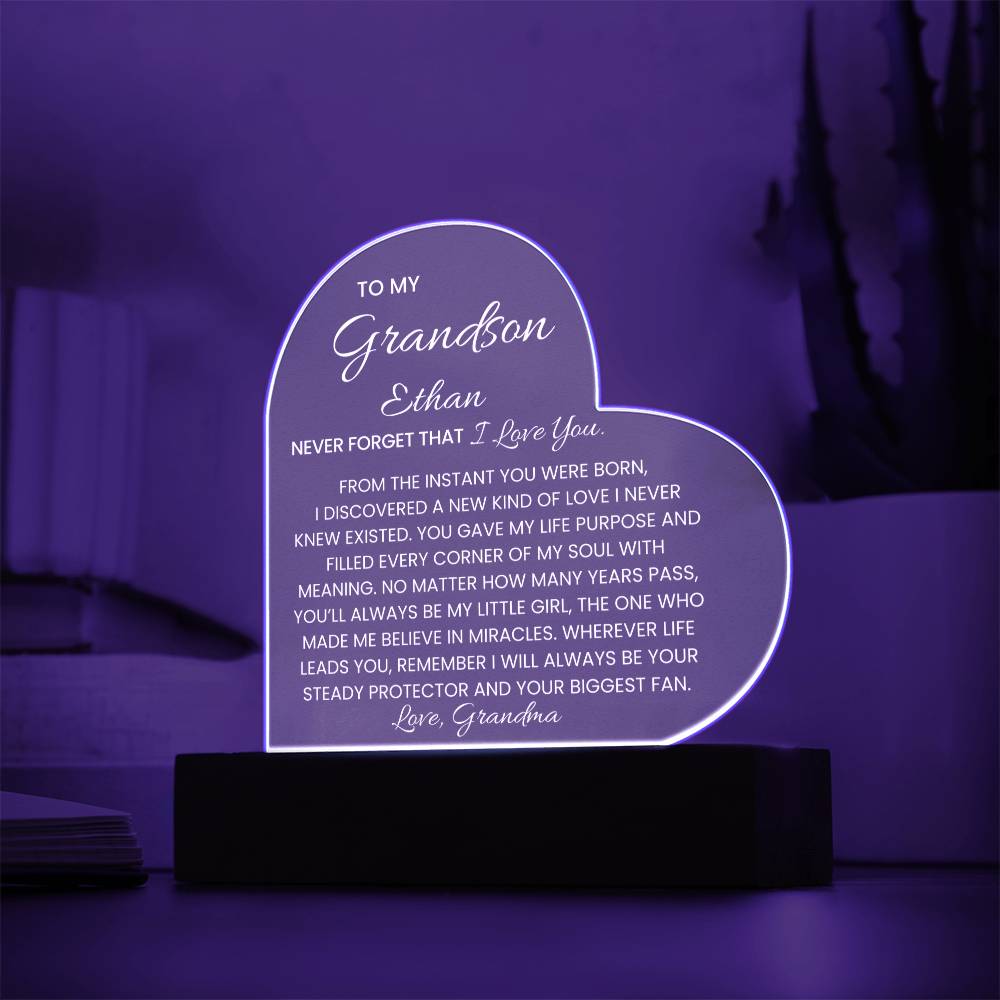 Personalized Lighted Heart Plaque Gift from Grandma Grandpa
