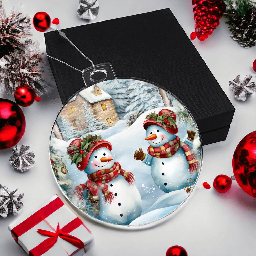 Snowmen Acrylic Christmas Ornament-[Heartfelt Family Gift]