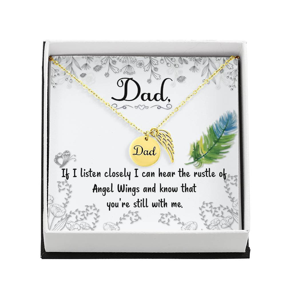 Dad Memorial Necklace Angel Wing Charm-[Heartfelt Family Gift]