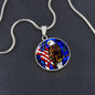 American Flag and Eagle Patriotric Necklace with Engraving-[Heartfelt Family Gift]