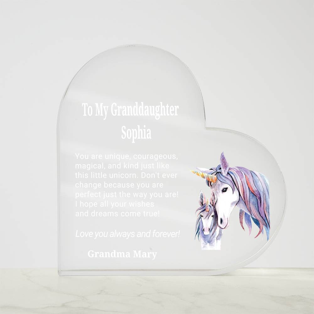 Granddaughter Unicorn Heart Plaque Gift-[Heartfelt Family Gift]