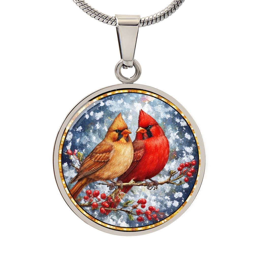 Floral Cardinals Personalized Engraved Necklace Bracelet or Keychain