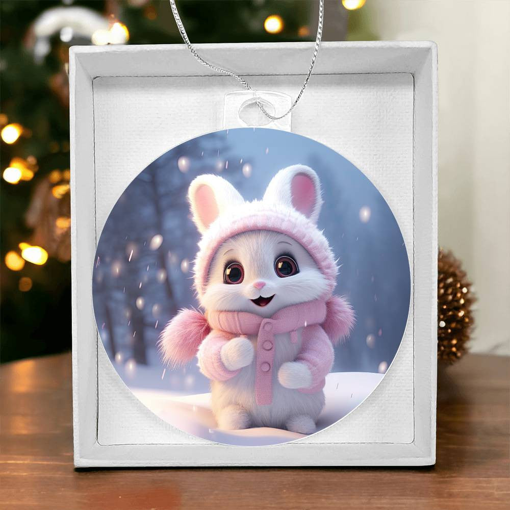 Bunny Acrylic Christmas Ornament-[Heartfelt Family Gift]