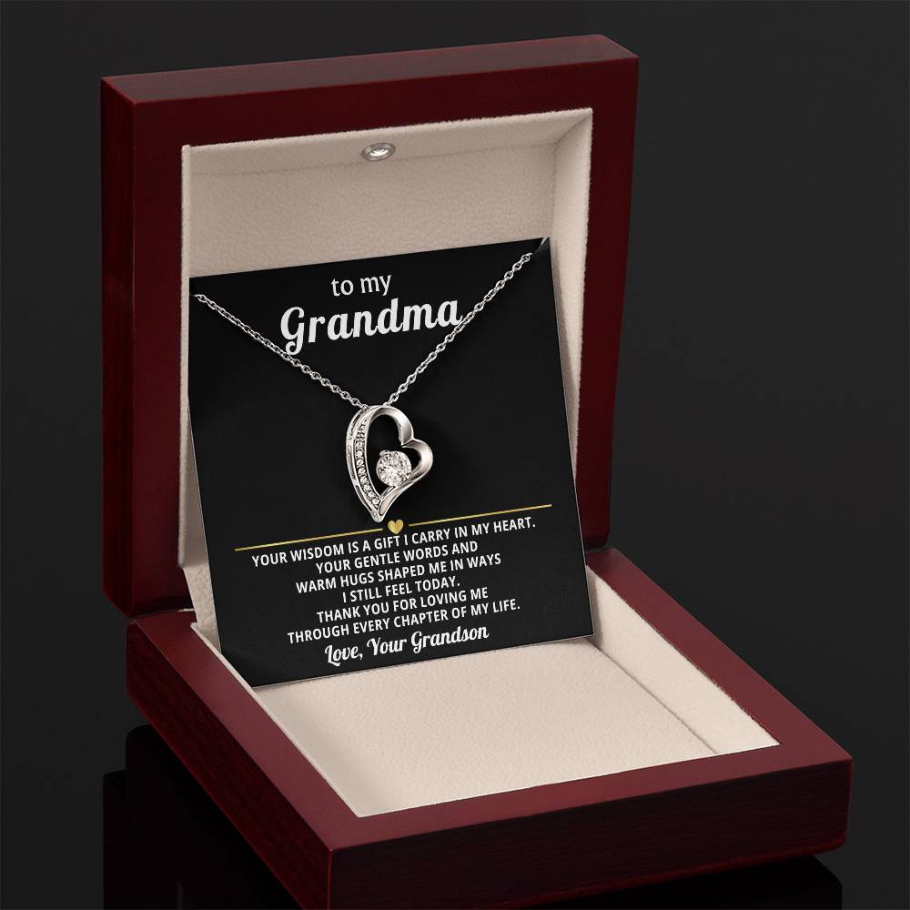 To My Grandma Necklace Gift from Granddaughter or Grandson