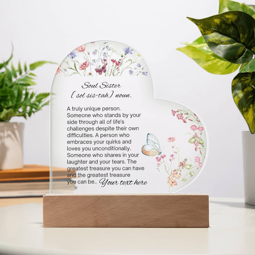 Soul Sister Acrylic Heart Plaque-[Heartfelt Family Gift]
